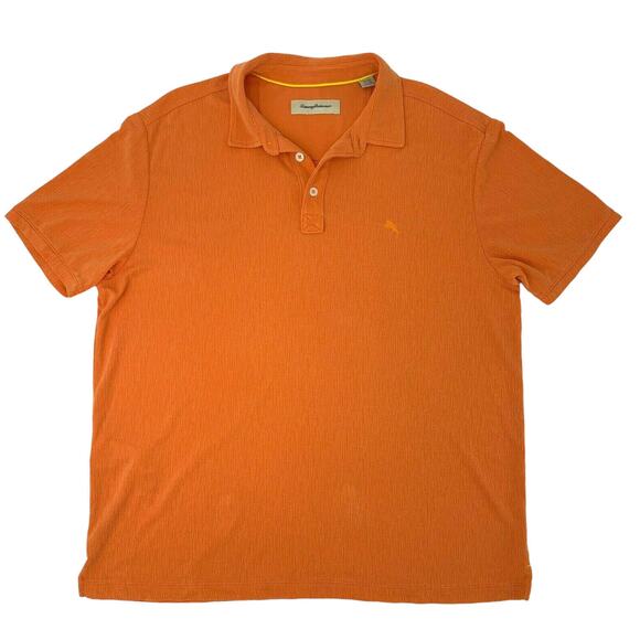 Tommy Bahama Textured Polo Shirt Men's Size XL Orange Short Sleeve Collared Tee - Picture 1 of 10